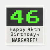 Serviette En Papier 46e anniversaire - Nerdy / Geeky Style "46" & Nom (Devant)