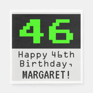 Serviette En Papier 46e anniversaire - Nerdy / Geeky Style "46" & Nom