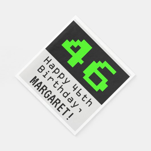 Serviette En Papier 46e anniversaire - Nerdy / Geeky Style "46" & Nom (Coin)