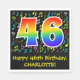 Serviette En Papier 46e anniversaire - Symboles de musique colorée, a
