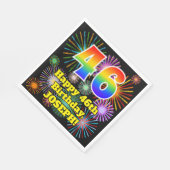 Serviette En Papier 46ème anniversaire : Fun Fireworks Motif + Rainbow (Coin)