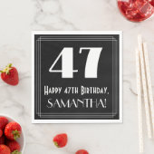 Serviette En Papier 47e anniversaire ~ Art Déco Inspiré Look "47", Nom (En situation)