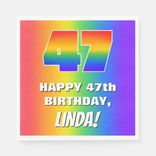 Serviette En Papier 47e anniversaire : coloré, amusant Motif arc-en-ci
