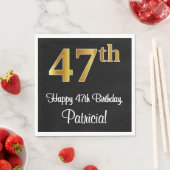 Serviette En Papier 47e anniversaire ~ Elégant Luxueux Faux Gold Look  (En situation)