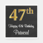 Serviette En Papier 47e anniversaire ~ Elégant Luxueux Faux Gold Look  (Devant)