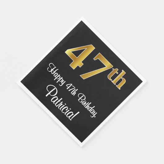 Serviette En Papier 47e anniversaire ~ Elégant Luxueux Faux Gold Look  (Coin)