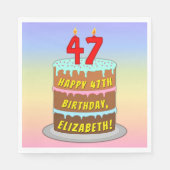 Serviette En Papier 47e anniversaire : Gâteau et bougies amusants + No (Devant)