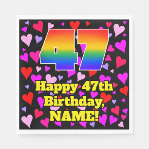 Serviette En Papier 47e anniversaire : Loving Hearts Motif, Arc-en-cie
