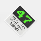 Serviette En Papier 47e anniversaire - Nerdy / Geeky Style "47" & Nom (Coin)