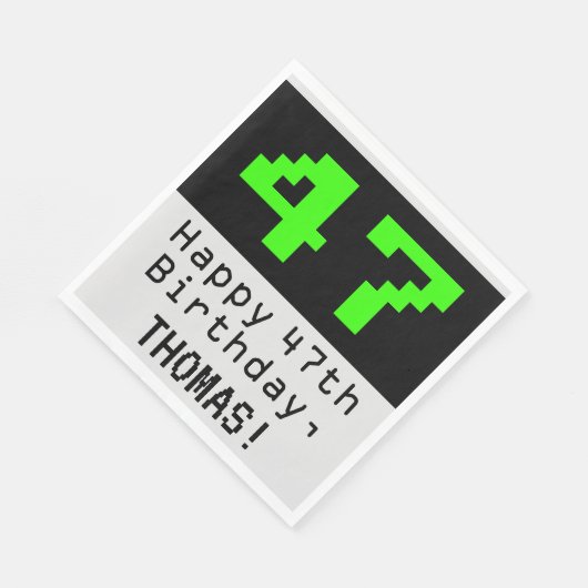 Serviette En Papier 47e anniversaire - Nerdy / Geeky Style "47" & Nom (Coin)