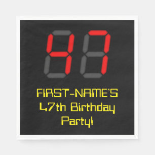 Serviette En Papier 47e anniversaire : Style d'horloge numérique roug
