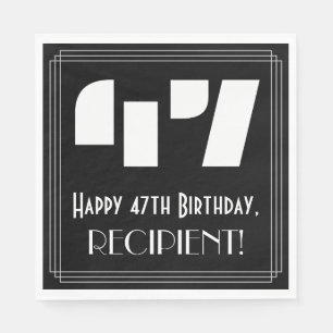Serviette En Papier 47ème anniversaire : Art Déco Inspiré Look "47" + 