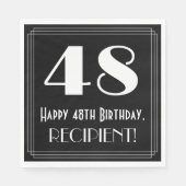 Serviette En Papier 48e anniversaire ~ Art Déco Inspiré Look "48", Nom (Devant)