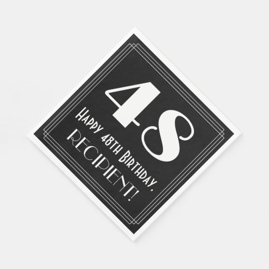 Serviette En Papier 48e anniversaire ~ Art Déco Inspiré Look "48", Nom (Coin)