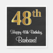 Serviette En Papier 48e anniversaire ~ Elégant Luxueux Faux Gold Look  (Devant)