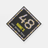 Serviette En Papier 48e Anniversaire : Fleurs Florales Numéro, Nom Per (Coin)