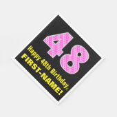 Serviette En Papier 48e anniversaire : Pink Stripes and Hearts "48" +  (Coin)