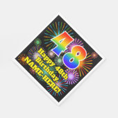 Serviette En Papier 48ème anniversaire : Fun Fireworks Motif + Rainbow (Coin)