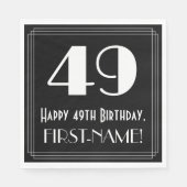 Serviette En Papier 49e anniversaire ~ Art Déco Inspiré Look "49", Nom (Devant)