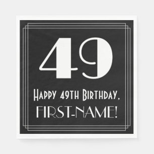 Serviette En Papier 49e anniversaire ~ Art Déco Inspiré Look "49", Nom