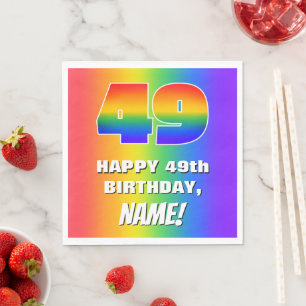 Serviette En Papier 49e anniversaire : coloré, amusant Motif arc-en-ci
