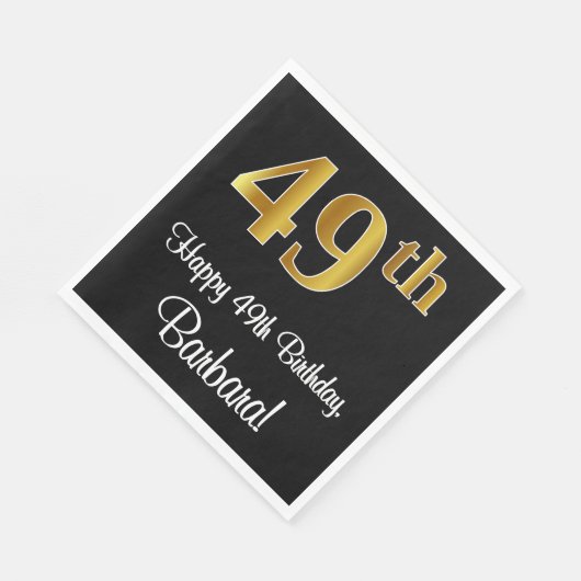 Serviette En Papier 49e anniversaire ~ Elégant Luxueux Faux Gold Look  (Coin)