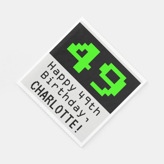 Serviette En Papier 49e anniversaire - Nerdy / Geeky Style "49" & Nom (Coin)