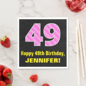 Serviette En Papier 49e anniversaire : Pink Stripes and Hearts "49" +  (En situation)