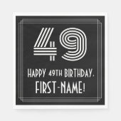 Serviette En Papier 49ème anniversaire : Art Déco Inspiré Look "49" + (Devant)