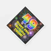 Serviette En Papier 49ème anniversaire : Fun Fireworks Motif + Rainbow (Coin)