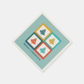 Serviette En Papier 4 Arbres de Noël Retro Design (Coin)