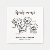 Serviette En Papier 4 Chiens Sur Mesure Boivent Sur Moi (Devant)