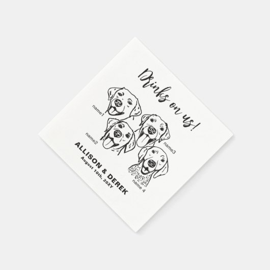 Serviette En Papier 4 Chiens Sur Mesure Boivent Sur Moi (Coin)