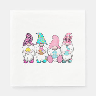 Serviette En Papier 4 Gnomes de Pâques Pastel Printemps Bunny Oreilles