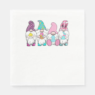 Serviette En Papier 4 Gnomes de Pâques Pastel Printemps Bunny Oreilles