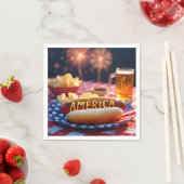 Serviette En Papier 4 juillet American Hot Dog and Beer (En situation)