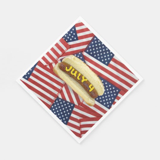 Serviette En Papier 4 juillet avec des chiens chauds (Coin)