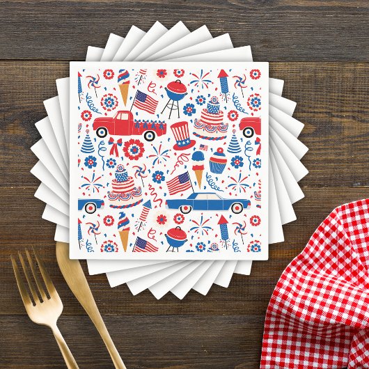 Serviette En Papier 4 juillet BBQ Americana