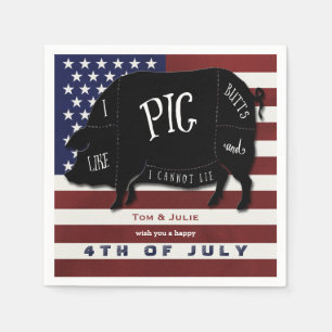 Serviette En Papier 4 juillet BBQ j'aime des bouts de porc et je ne