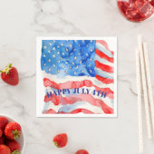 Serviette En Papier 4 juillet Bleu Rouge Blanc (En situation)