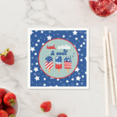 Serviette En Papier 4 juillet Bleu Rouge Blanc Anniversaire (En situation)