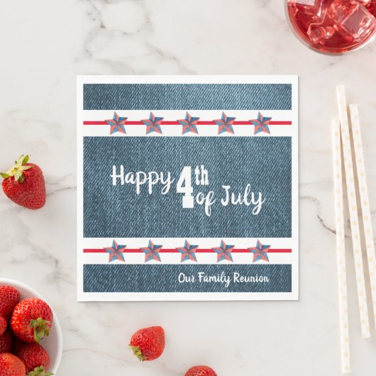 Serviette En Papier 4 juillet Denim Paper Napkin (En situation)