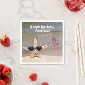 Serviette En Papier 4 juillet étoile de mer avec drapeau (En situation)