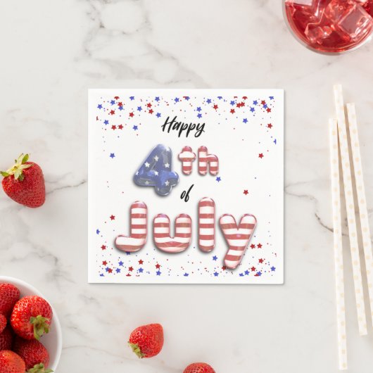 Serviette En Papier 4 juillet Étoiles Ballons à huile (En situation)