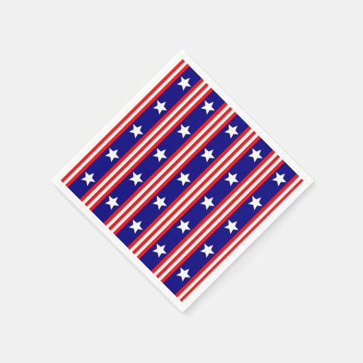 Serviette En Papier 4 juillet Etoiles blanches et rayures rouges et bl (Coin)