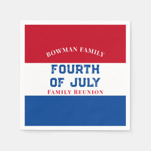 Serviette En Papier 4 juillet Famille Réunion Rouge Bleu Bleu Blanc Pe