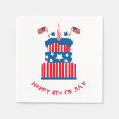 Serviette En Papier 4 juillet Fête Gâteau rouge blanc et bleu (Devant)