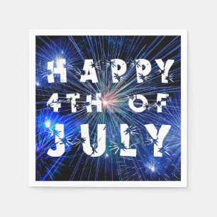 Serviette En Papier 4 juillet feux d'artifice en Blue Hue Happy 4ème