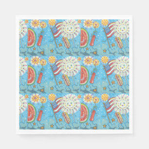 Serviette En Papier 4 juillet GANG, PARADE DE VACANCES PAPIER NAPKINS