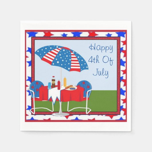 Serviette En Papier 4 Juillet Garden Party Napkins (Devant)